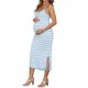 thumbnail image 4 of Vestido de Maternidad INSPIRE CHIC para Mujer, Corte Ajustado, Rayado, Largo Midi, Sin Mangas, Cami de Punto, Casual, Ajustado, Vestidos de Embarazo S Azul, 4 of 6