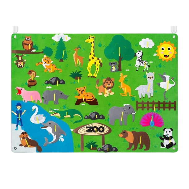 Tablero De Historias De Fieltro Para Colgar En La Pared, Interactivo, Para Preescolar, Guardería, Zoológico