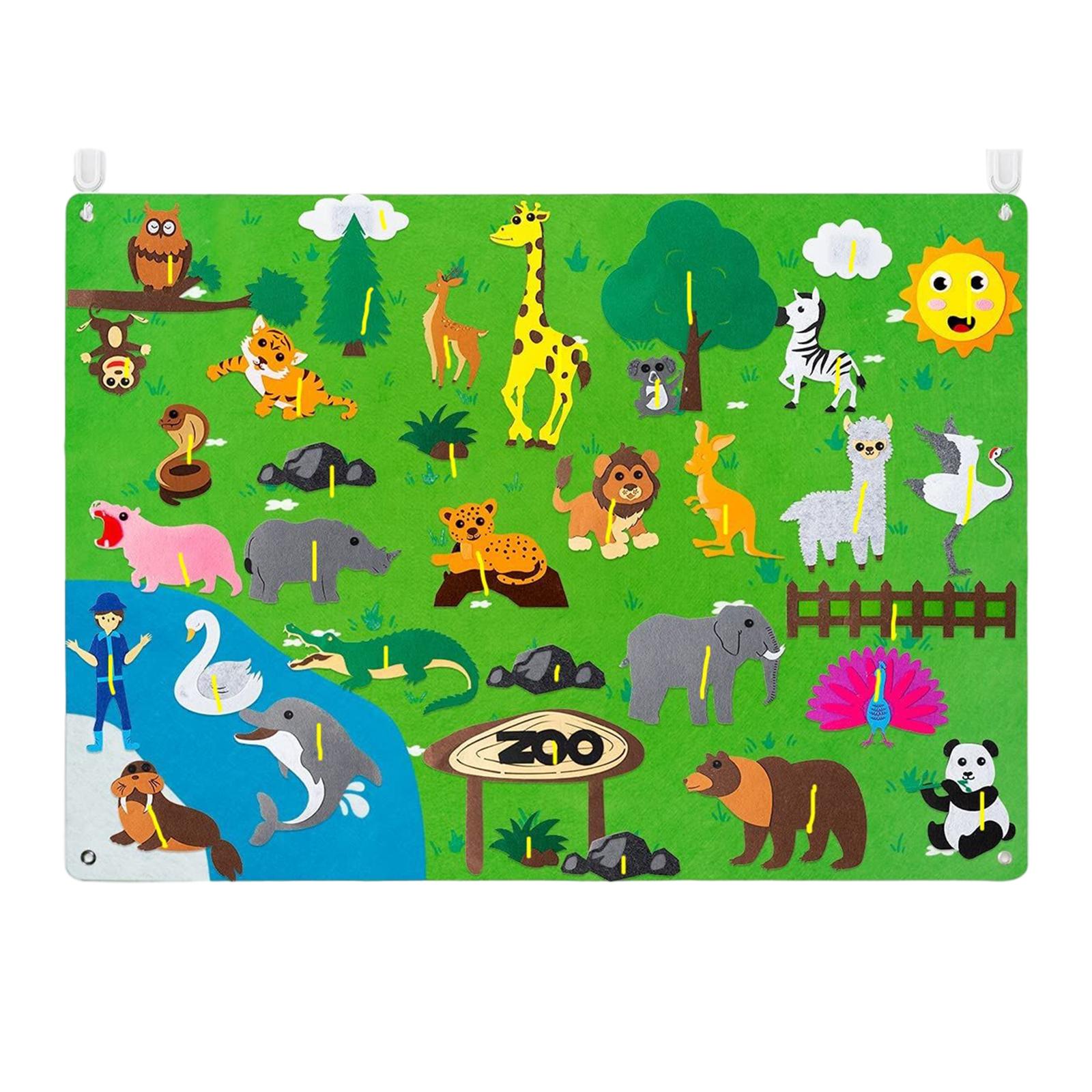 Bothyi - Tablero De Historias De Fieltro Para Colgar En La Pared, Interactivo, Para Preescolar, Guardería, Zoológico