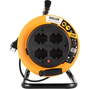 Halux - Alargador Carrete Eléctrico 4 Tomas 25 M Schuko