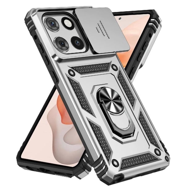 Funda Resistente Anillo Soporte Motorola Moto G Stylus 2025 Privacidad Cámara Montaje Magnético Plata