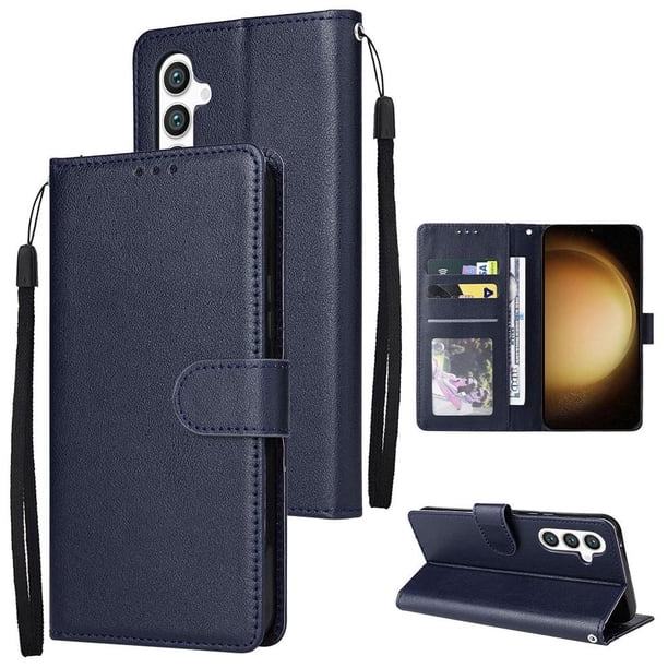 Funda Cartera para Samsung Galaxy S24 Plus con Tarjetero, Soporte y Cordón - Protección Azul