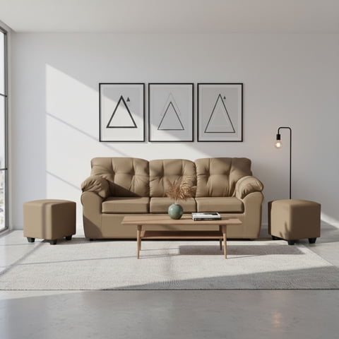 Deco Outlet Gm - Living Polonia 3C+2 Pouf Tela Beige