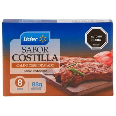 Caldo Sabor Costilla (8 Tabletas) Caja 88 G Lider