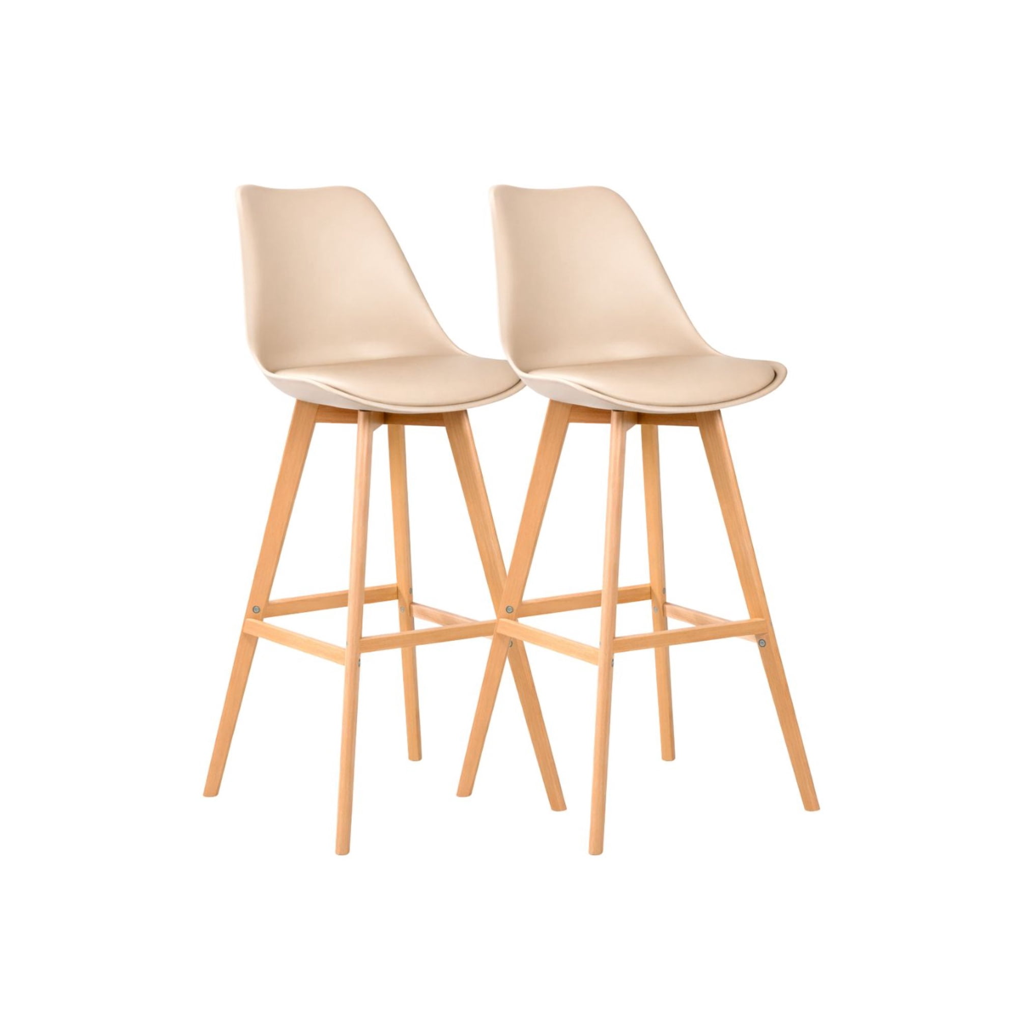 Habita2 Chile - Pack 2 Taburetes Tulip Acolchado 76 Cm Beige