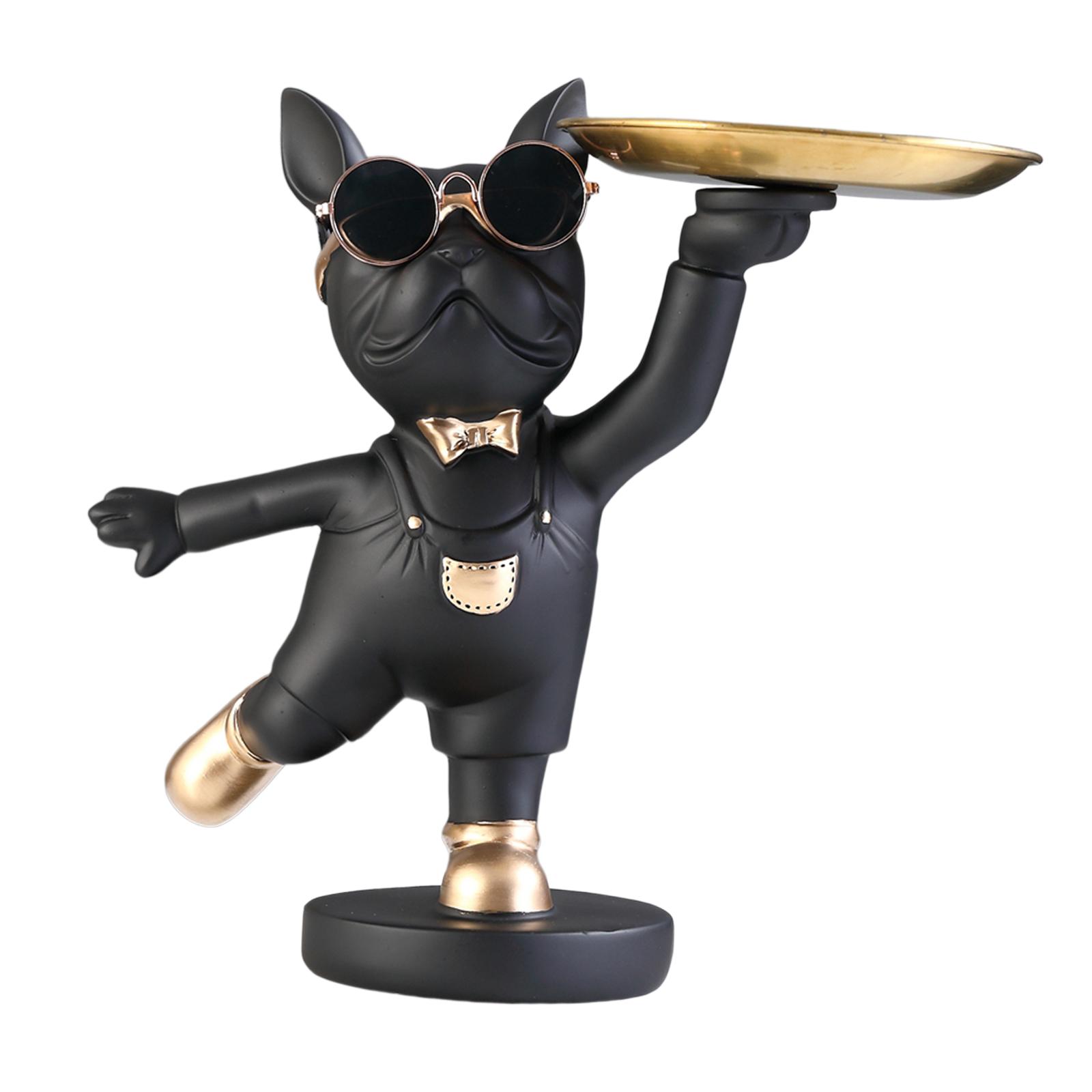 Bothyi - Bandeja De Almacenamiento Para Perros De Poliresina De Escritorio, Adornos, Soporte Para Aperitivos, Negro