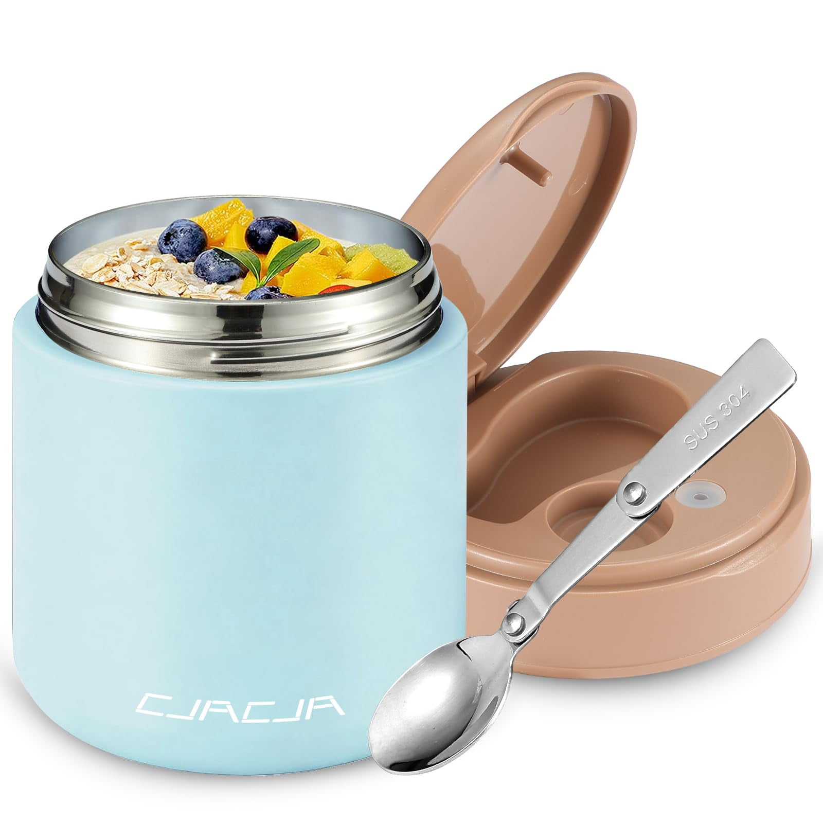 Tarro Aislante Para Comida Cjacja Para Niños, 450 Ml, Acero Inoxidable Térmico