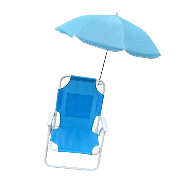 Silla para niños al aire libre, silla de picnic para acampar con sombrilla, silla de playa liviana, silla plegable portátil para patio, picnic, jardín Azul