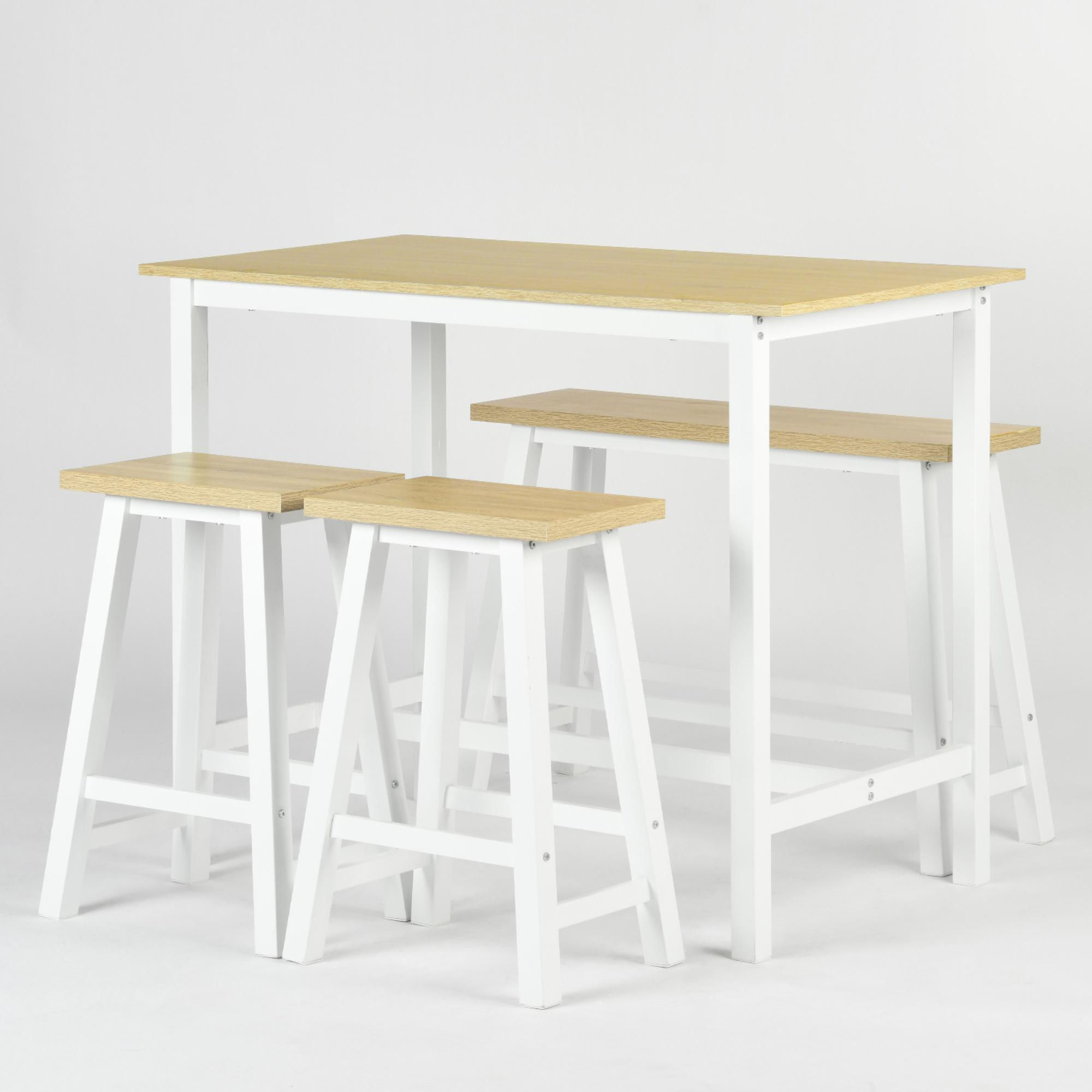 Mainstays - Juego Comedor Follen 3 Sillas Natural - Blanco