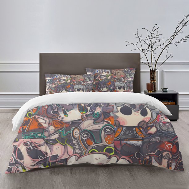 Zenless Zone Zero Bedding Sets Bed Cartoon Duvet Cover Lightweight 3 Piece Bet Sets for Kids Boys Girls