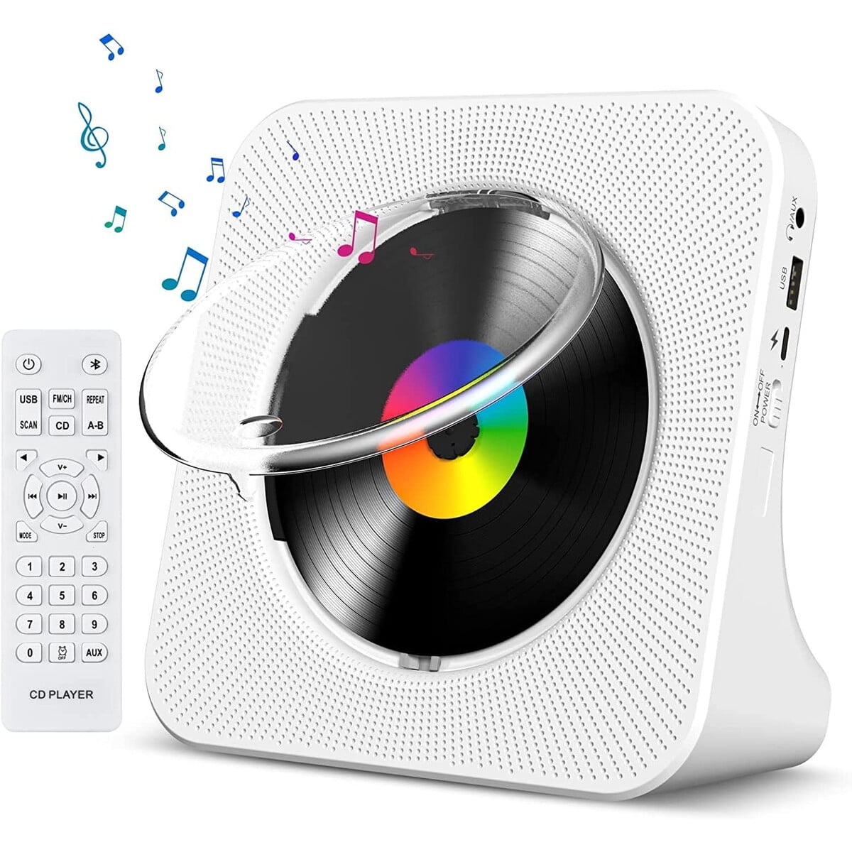 Reproductor Cd Gueray Bluetooth Usb Fm Aux Blanco