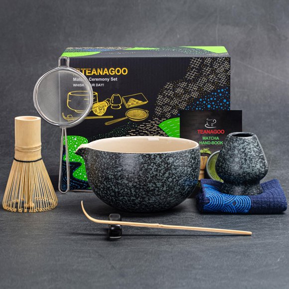Juego de batidores para matcha TEANAGOO, color negro, 7 unidades, para ceremonia, con cuenco