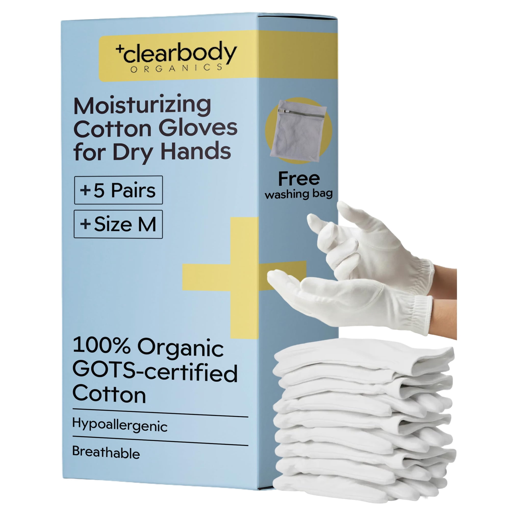 Guantes Hidratantes Clearbody Organics 100% Algodón Orgánico