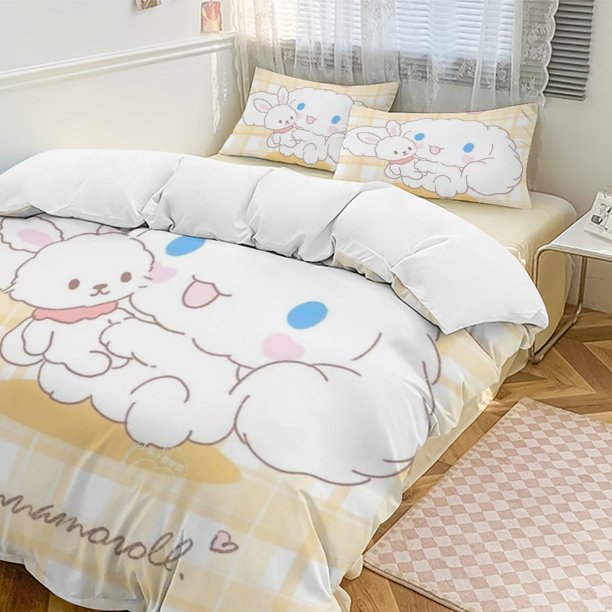 Cinnamoroll 3-Piece Twin Bed Set - Includes 1 Single Comforter And 2 Pillowcases Bedding - Fade Resistant Microfiber - Cinnamoroll