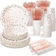 thumbnail image 1 of Juego Desechable Partylamb 350 Piezas Blanco Oro Rosado, 1 of 3