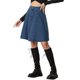 thumbnail image 4 of INSPIRE CHIC Falda de Mujer Regreso a Clases Cintura Alta Línea A Acampanada Casual Falda de Mezclilla Denim Azul Oscuro XL, 4 of 6