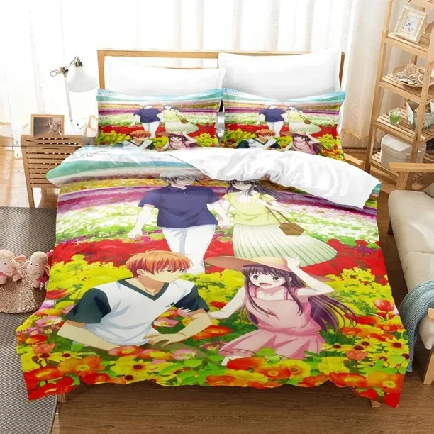 v2778 Bed Sheets Anime Fruits Basket Bedding Set Boys Girls Twin Queen Size Duvet Cover Pillowcase Bed Boys Adult Fashion Home Textileextile 3-Piece Bedding Set (1 Duvet Cover + 2 Pillow Shams) Bed Sh