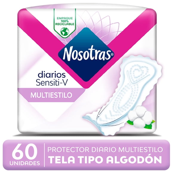 Protectores Femeninos Nosotras Diarios Sensiti-V Multiestilo, 60 Un