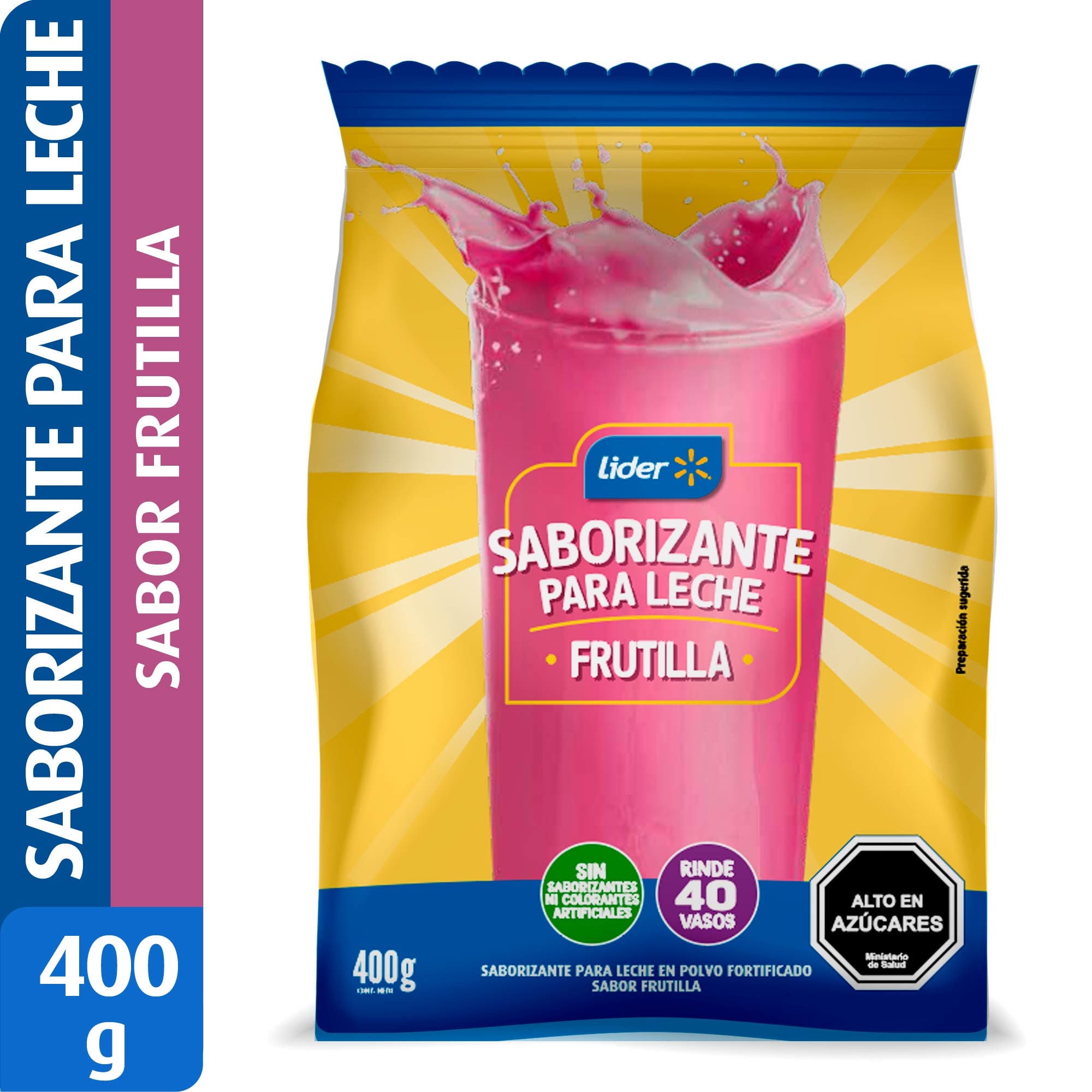 Saborizante Para Leche En Polvo Fortificado Sabor Frutilla 400 g Lider