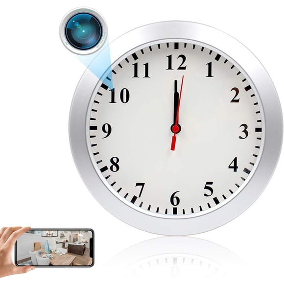 Reloj Pared Camara Espaa 1080P WiFi 180a Plata