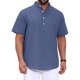 thumbnail image 1 of INSPIRE CHIC Regreso a Clases Camisa Henley para Hombre Cuello Mao Manga Corta Camisa de Lino 3XL Azul, 1 of 5