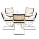 thumbnail image 1 of Mesa de comedor redonda de vidrio Cross 120cm + 5 Sillas Breuer madera - Negras, 1 of 4