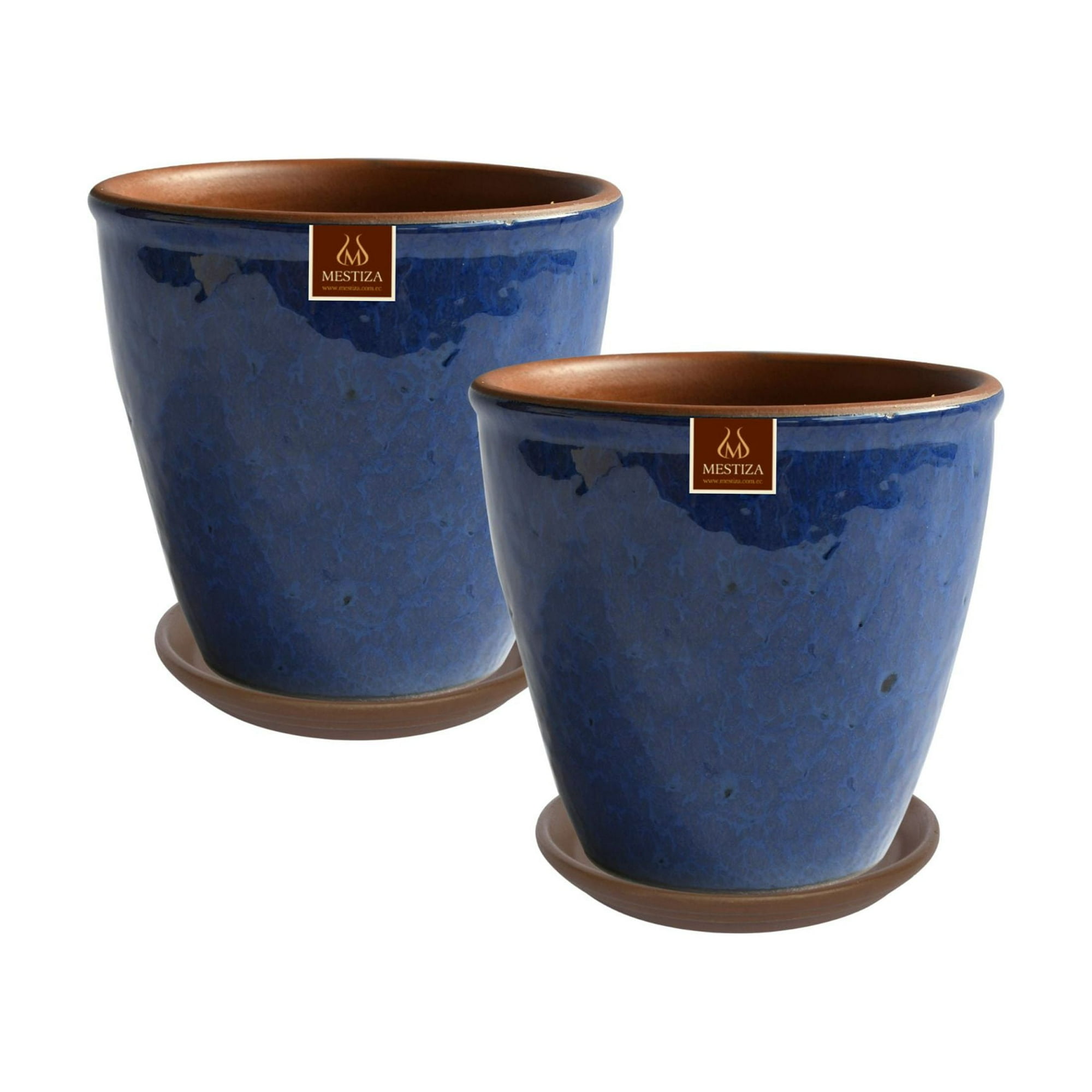 Pottery - Set De 2 Maceta Zafiro 17cm Azul Condesa Y Sus Platos