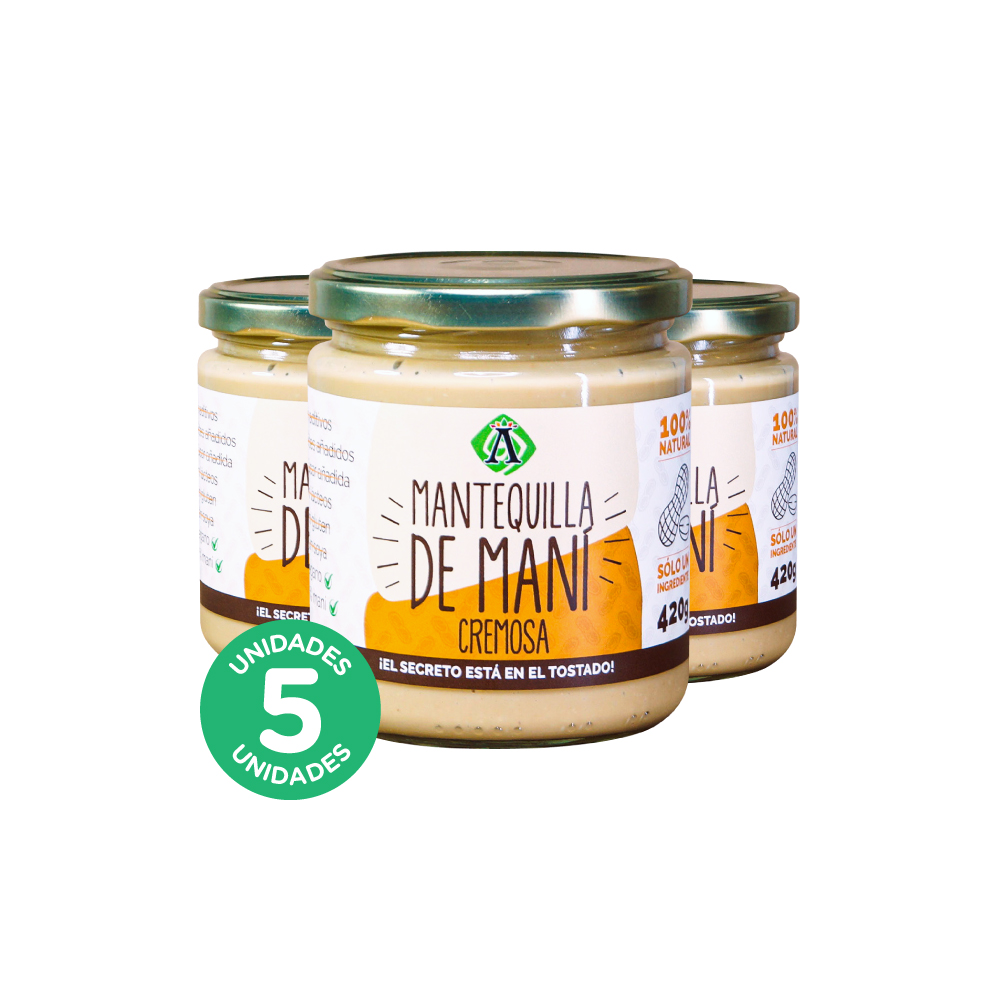 Ambrosia Spa - Pack 5, Mantequilla De Maní Cremosa 420Gr