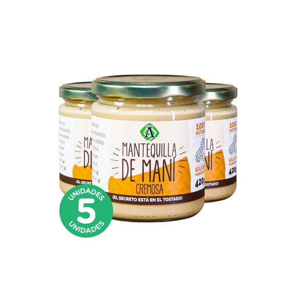 Pack 5, Mantequilla de Maní Cremosa 420gr