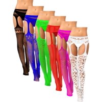 Medias De Red Skylety Para Mujer, Talla Grande, 6 Pares