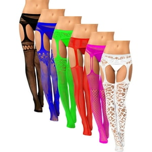 Medias De Red Skylety Para Mujer, Talla Grande, 6 Pares