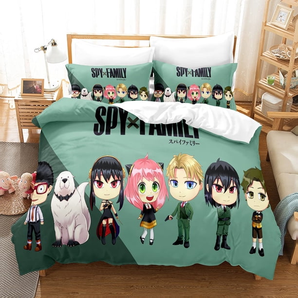 v1802 Bed Sheets Anime SPY×FAMILY Bedding Set Anya Forger Duvet Cover Set Microfiber Single Queen King Twin Full Size Duvet Cover For Gifts 3-Piece Bedding Set (1 Duvet Cover + 2 Pillow Shams) Bed She