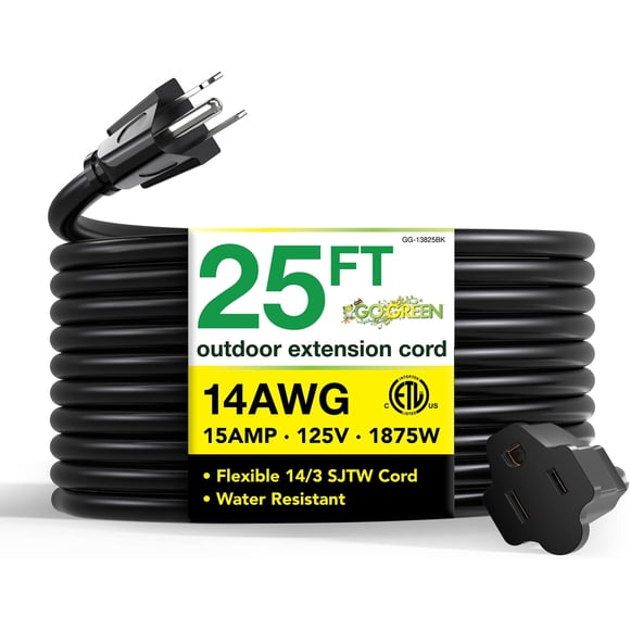 Cable de extensión Go Green Power GG-13825BK 14/3 SJTW 7,6 m negro