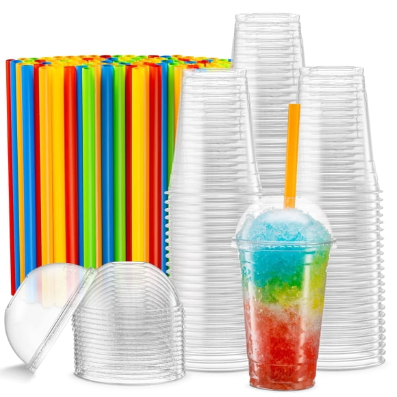 Vasos desechables ELEGANT 473 ml PET, 40 unidades con tapas tipo cúpula
