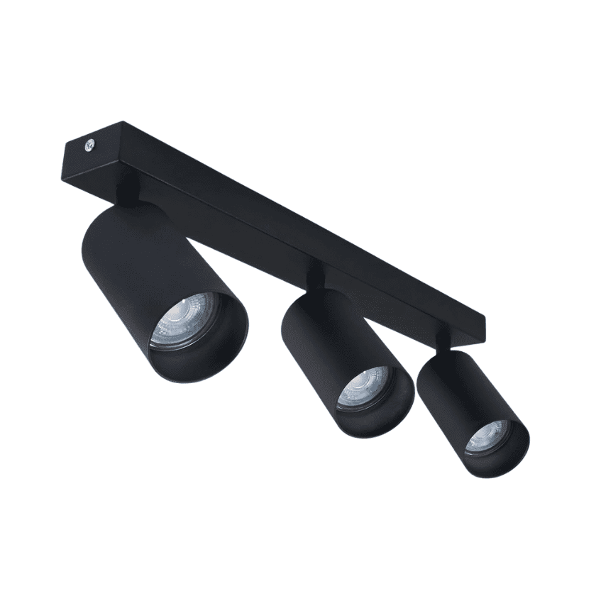 Konnergie - Aplique Negro Triple Porta Ampolleta Dicroica Dirigible Luz Cálida