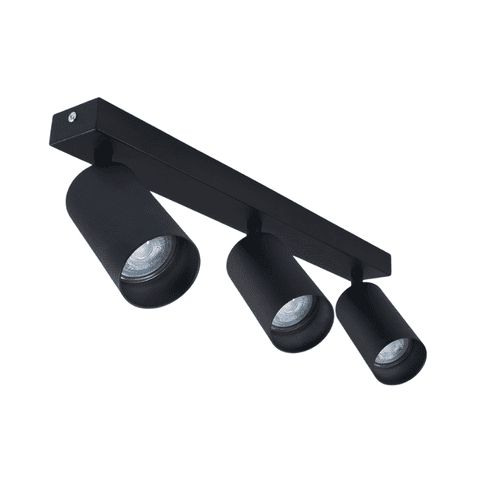 Konnergie - Aplique Negro Triple Porta Ampolleta Dicroica Dirigible Luz Cálida