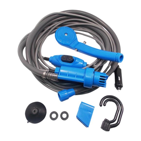 Generic DC12V Juego De Ducha Para Coche Baño 36W Para Jardinería Playa Limpieza De Mascotas Azul