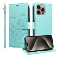 Funda Billetera Foxdock Compatible Con Iphone 15 Pro, Diseño Perrito Tierno, Ranuras Para Tarjetas Y Soporte Plegable