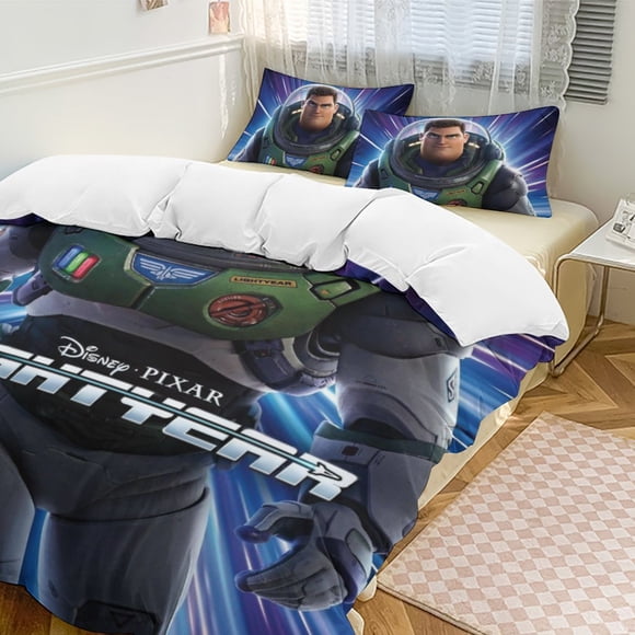 Buzz Lightyear Toy Story Bedding Comforter Sets, 3-Piece Bedding Set Soft Warm Bed Set with 1 Duvet Cover And 2 Pillowcases for Bedroom All Season