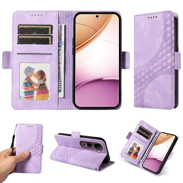 Carcasa FOXDOCK Vivo V40E 5G de cuero PU, diseño acolchado clásico, protección contra caídas y rayones
