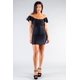 thumbnail image 1 of Vestido Mini Ajustado Convertible con Hombros Descubiertos y Mangas con Volantes, 1 of 5