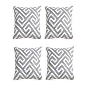 Genérico - Set De 4 Fundas De Cojin Bordadas 45X45Cm Gris