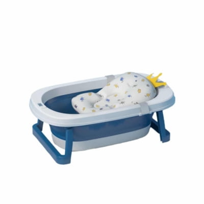 Bañera Plegable Bebé con Termometro y Cojín Azul
