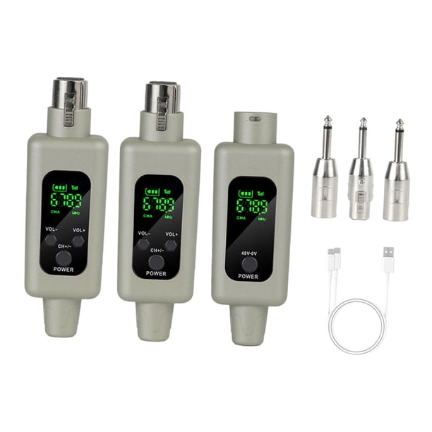 Dispositivos inalámbricos de recepción de transmisión Transmisión inalámbrica y recepción de transmisor de micrófono y receptor de micrófono de 2.4GHz 1 por 2
