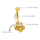 thumbnail image 3 of Piercing ombligo navel 10 mm titanio ASTM F136 G23 Zirconia dorado 14G, 3 of 3