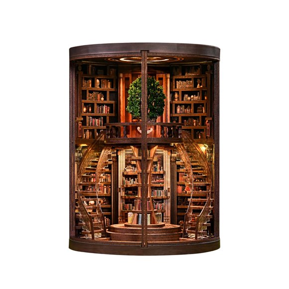 Kit DIY de Puzzle de Madera 3D con LED para Rincón de Libros Clover&Clover