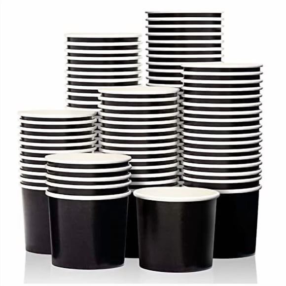 Vasos para helado MATICAN, 325 ml, desechables, 100 unidades, negros