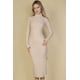 thumbnail image 1 of Vestido De Cuello Alto De Punto Suave Y Mullido Con Abertura En El Muslo, 1 of 11