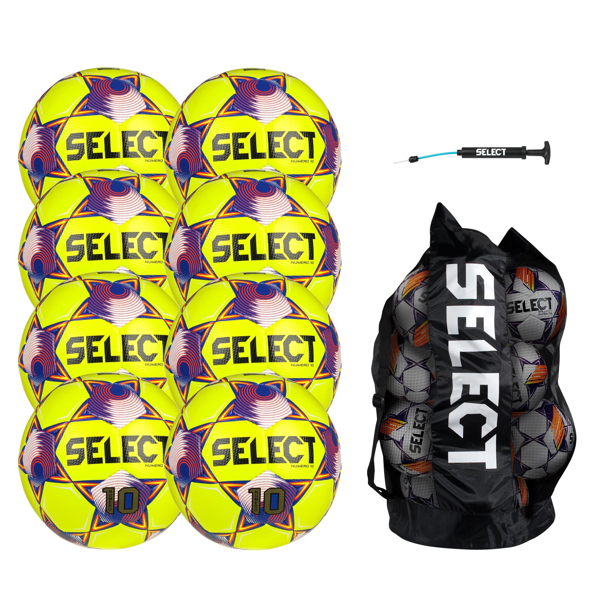 Paquete De 8 Pelotas Soccer Ball Select Número 10 Con Bolsa Y Bomba Tamaño 5
