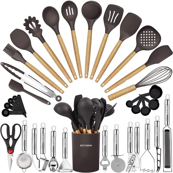 Set de utensilios BESTZMWK EP312 35 piezas silicona y madera